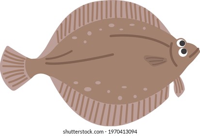 Illustration of cute sea creature flatfish