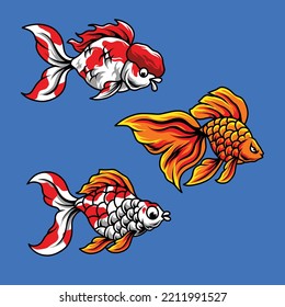 ilustración del diseño de un conjunto de vectores de peces de mar bonitos. se puede usar para afiches, diseños de camisetas, merch, etc