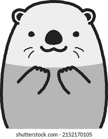 Illustration Of A Cute Sea Otter Raising His Hand