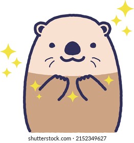 Illustration Of A Cute Sea Otter Raising His Hand