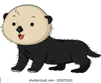 Illustration of a Cute Sea Otter Smiling Happily