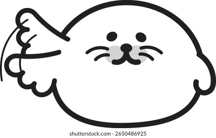Illustration of a cute seal waving
