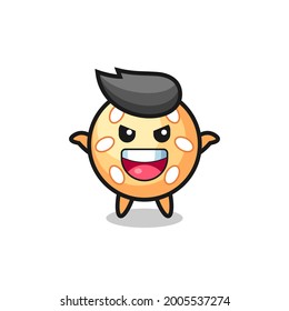 the illustration of cute sesame ball doing scare gesture , cute style design for t shirt, sticker, logo element