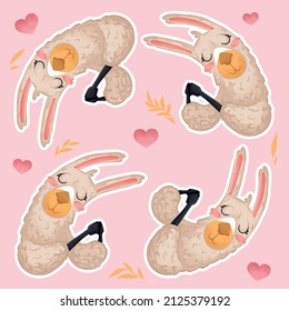 Illustration cute set - lama or alpaca
