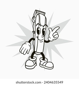 illustration of a cute shaving machine character in retro cartoon style