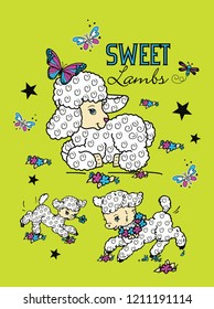 Illustration of cute sheep