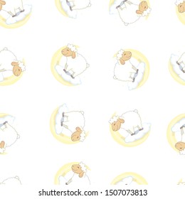 illustration of cute sheep seamless pattern 