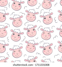 ilustración de lindos patrones de ovejas sin soldadura sobre fondo blanco