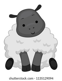 Illustration of a Cute Sheep Sitting Down