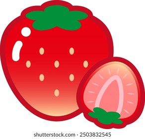 Illustration of cute shiny strawberries.