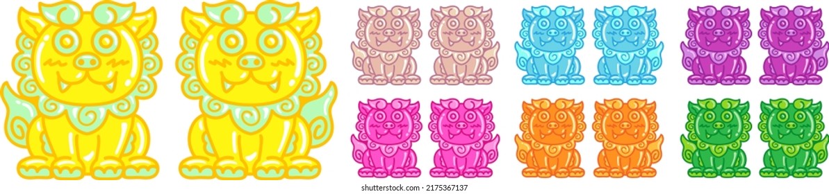 Illustration of a cute shisa like a delicious gummy [Okinawa]