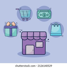 illustration of cute shopping items