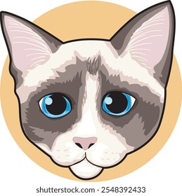 Una ilustración de lindo gato siamés, ojos azules