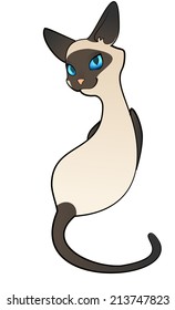 Illustration of a Cute Siamese Cat. Vector cartoon.