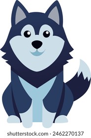 illustration cute Siberian Husky flat art