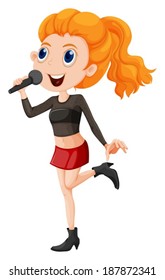 Illustration of a cute singer on a white background