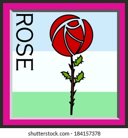 illustration cute single rose vector file, cartoon style