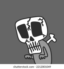 An illustration of a cute skull ghost. Skull head mascot. Skull ghost mascot