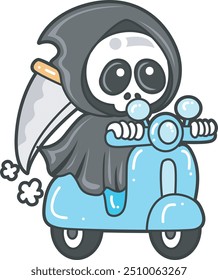Illustration of cute skull ghost icon.
Funny skull ghost in activities stickers.
Angel of death cute elements.
Demon riding a motorcycle
