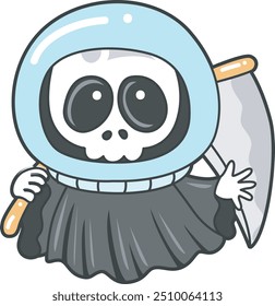 Illustration of cute skull ghost icon.
Funny skull ghost in activities stickers.
Angel of death cute elements.
Demon with a blue helmet
