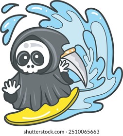 Illustration of cute skull ghost icon.
Funny skull ghost in activities stickers.
Angel of death cute elements.
Demon playing surfing in the wave
