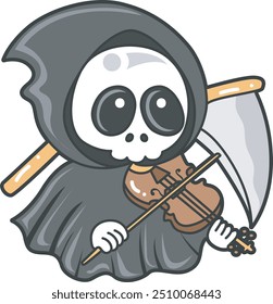 Ilustración del icono del fantasma del cráneo lindo.
Divertido cráneo fantasma en actividades pegatinas.
Ángel de la muerte lindos Elementos.
Demonio tocando el violín
