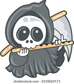 Illustration of cute skull ghost icon.
Funny skull ghost in activities stickers.
Angel of death cute elements.
Demon playing flute
