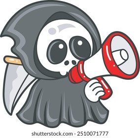 Illustration von niedlichen Totenschädel Geistersymbol.
Lustiger Totenkopf-Geist in Aktivitäten Aufkleber.
Engel des Todes niedliche Elemente.
Dämon bringt einen Lautsprecher
