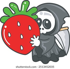 Ilustración del icono del fantasma del cráneo lindo.
Divertido cráneo fantasma en actividades pegatinas.
Ángel de la muerte lindos Elementos.
Ángel de la muerte abrazando una gran fresa
