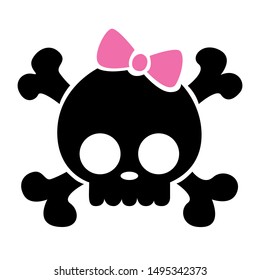 illustration of cute skull, sticker,tshirt print, vector illustration