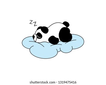 Illustration of cute sleeping panda on cloud
