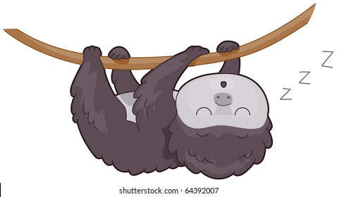 Illustration of a Cute Sloth Sleeping Soundly