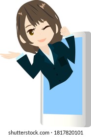 Illustration of a cute smartphone concierge