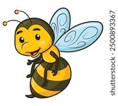 Illustration of a cute smiling cartoon bee.