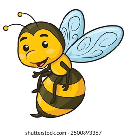 Ilustración de una abeja sonriente linda de la historieta.