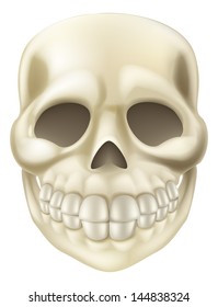 An illustration of a cute smiling cartoon Halloween Scull