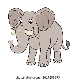 Illustration of a cute smiling elephant on a white background