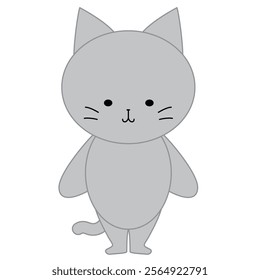 Illustration of a cute smiling gray cat