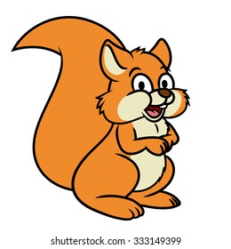 Illustration of the cute smiling squirrel on white background