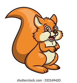 Illustration of the cute smiling squirrel on white background