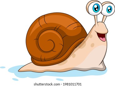 Illustration of cute snail cartoon character