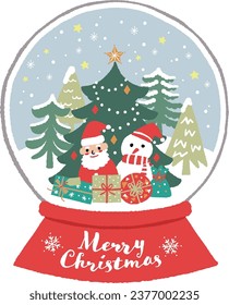 illustration of cute snow globe