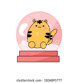 Illustration of cute snowball tiger