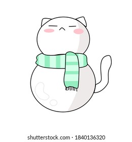 Illustration of cute snowman cat