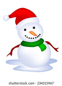 Illustration of a cute snowman isolated on white background 