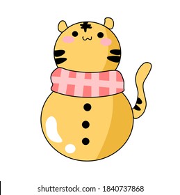 Illustration of cute snowman tiger