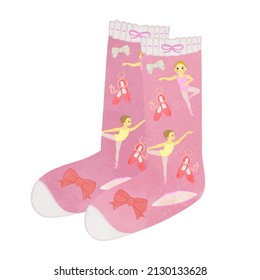 Illustration of cute socks with ballet pattern