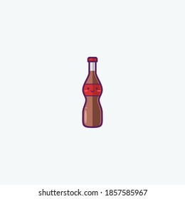 Illustration of Cute Soda Bottle Icon - Smiley Emoji Icon Set, Vector Cartoon Illustration.