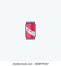 Illustration of Cute Soda Can Icon - Smiley Emoji Icon Set, Vector Cartoon Illustration.