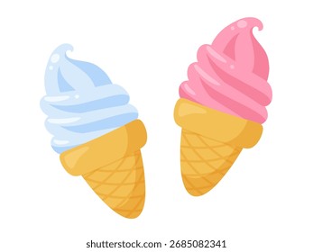 Ilustración de lindos helados suaves servidos alineados